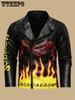 Men's Skull & Flames Print PU Leather Jacket - Street Style Cool Handsome Motorcycle Riding Jacket - PU Leather - for Men