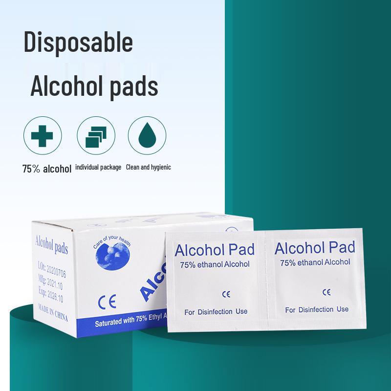 75% Alcohol Cotton Pads: 100 Individually Wrapped Ear Piercing & Jewelry Cleaning Wipes - Portable & Disposable for Travel