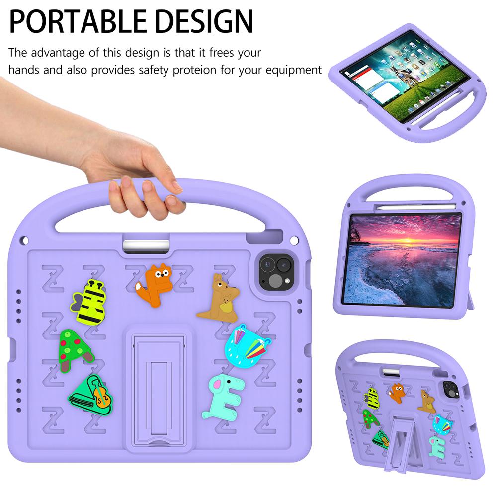 For Apple iPad Air Pro 11 2024 M2 M4 A2836 A2837 A3006 A2902 A2903 A2904 Case Kids Safe Cartoon Letter Portable EVA Foam Shockproof Stand Tablet Cover