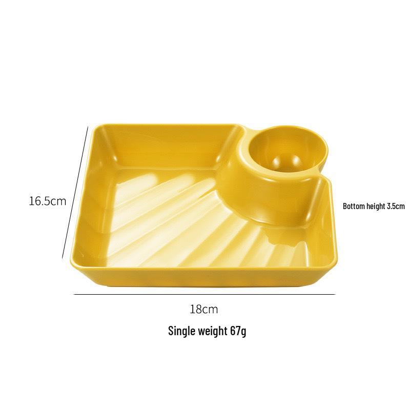

Large Square Compartment Dumpling Plate with Vinegar Dish - Japanese Tableware жёлтый