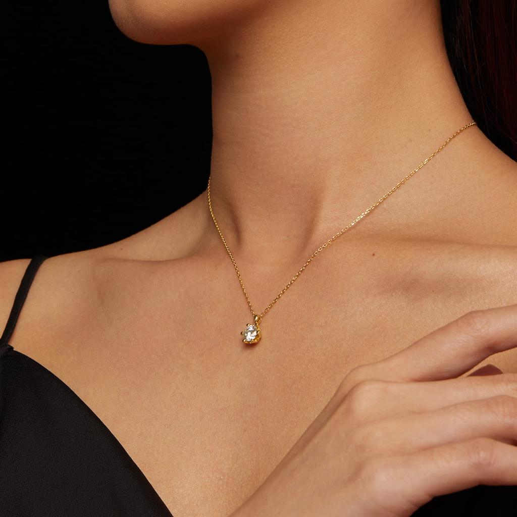 Gold-plated Moissanite Necklace 1.0 Ct 925 Silver Adjustable