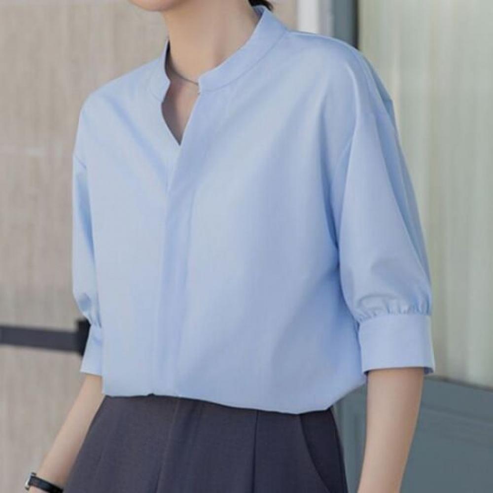 Navava Office Clean Cut Neck 5 Sleeve Blouse Nb2605