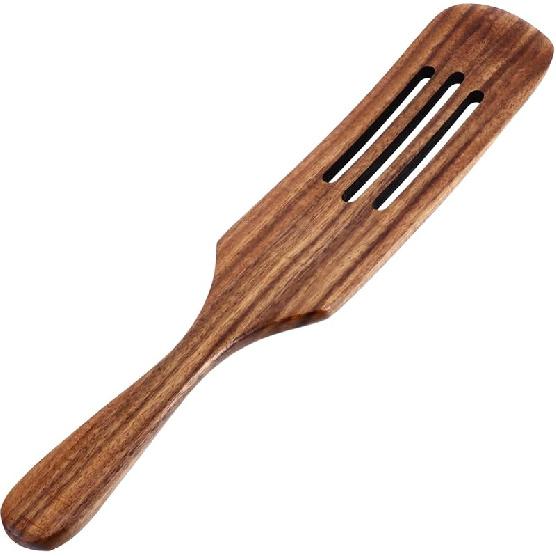 Wooden Long Handle Spatula for Kitchen: 12.20 Inch Non-Stick Cooking Utensils, Brown Spurtle, Natural Wood, Ideal for Stir Fry, Baking, and More 31x5.7cm