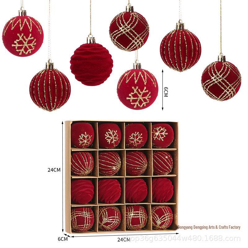 6cm Samt-Weihnachtskugel-Set: Festliche Schaufensterdekoration & Baumschmuck