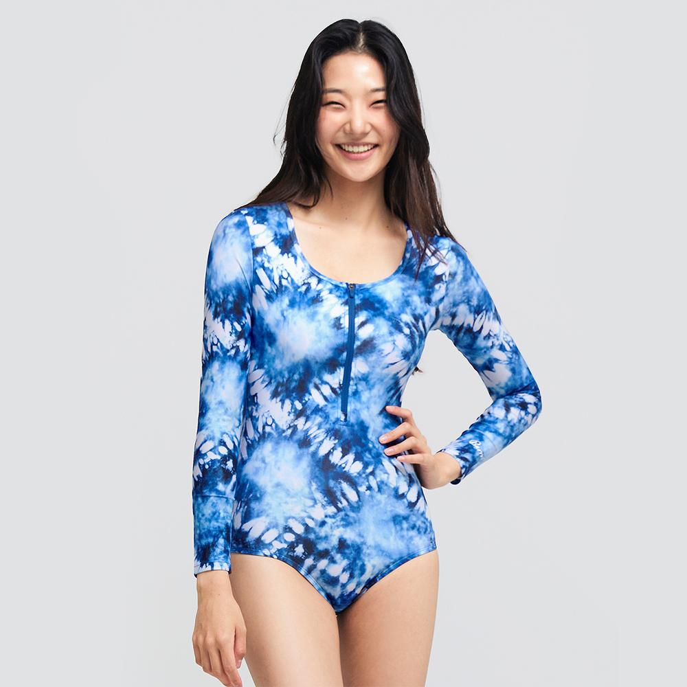 BARREL Women'S Ocean One-Piece Rash Guard Leaf Tie-Dye (Bi2Wwrg18Ltd)