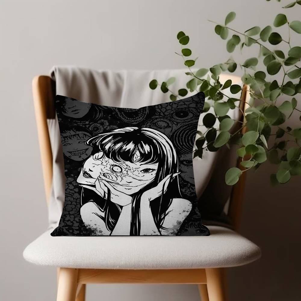 Anime Junji ItoI TomieT Horror Comics Cushion Cover Car Throw Pillow Case For Sofa Car Christmas Gift