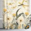Elegant Greenery & Dragonfly Shower Curtain - Waterproof Polyester, 12 Grommets, Machine Washable, Ideal for Bathroom