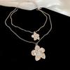 High-End European & American Metal Oval Earrings and Necklace Set - Simple Clavicle Chain for Women