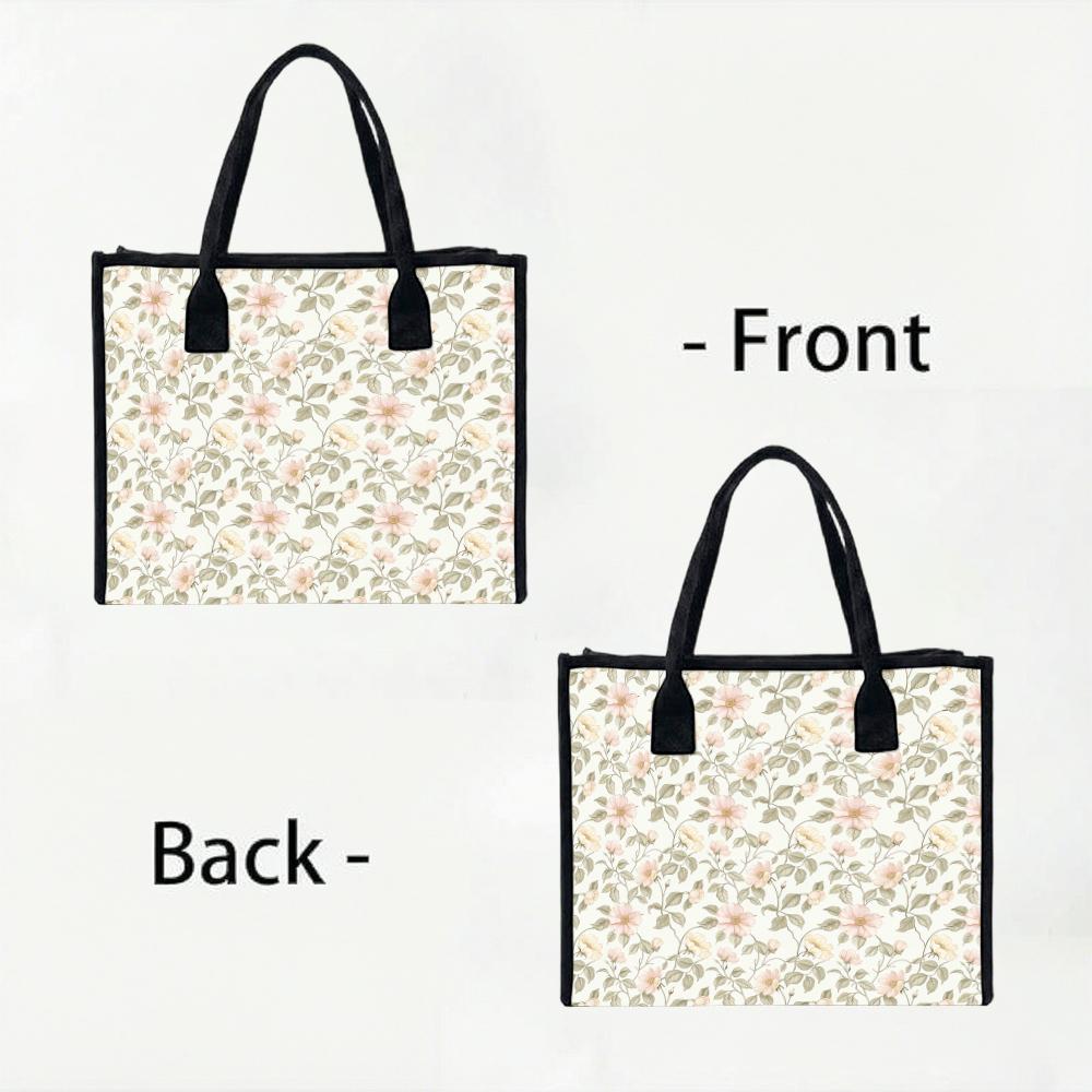 Floral Print Tote Bag Casual Large Capacity Daily Shoulder Handbag for Women