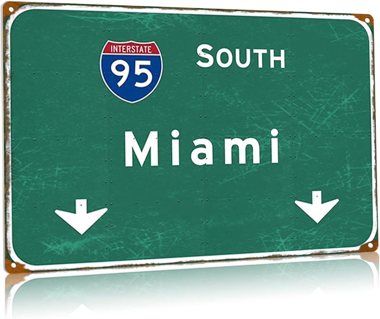 Retro Metal Tin Sign South Interstate Highway Direction Indicating Logo Airport Bar Club Wall D 20x30cm(7.8x11.8inch)