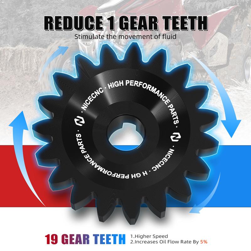 Quad Oil Pump Drive Gear For HONDA TRX 450R TRX450ER Aluminum Alloy 15133-MEB-670 Oil Flow Rate Cooling Effect Improving