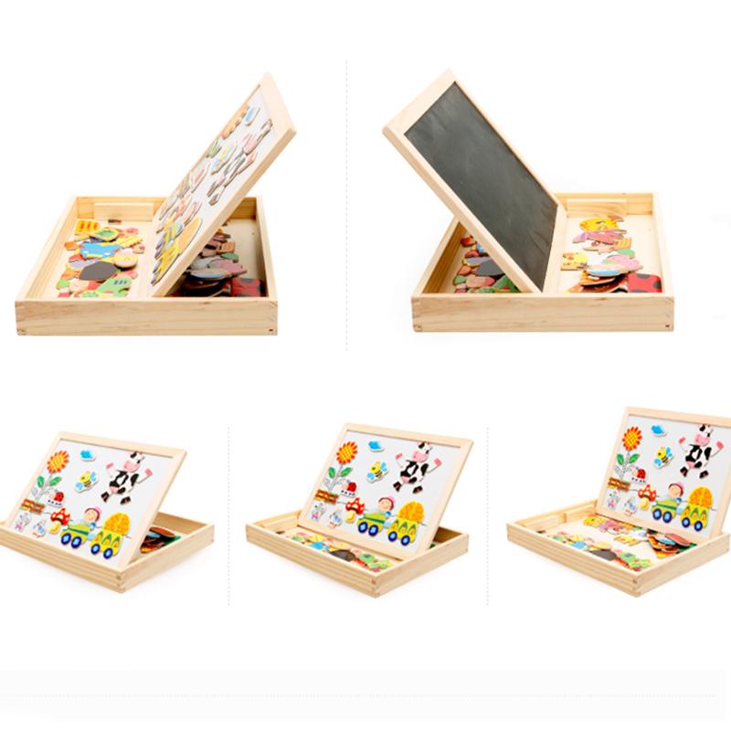Dřevěné multifunkční děti Zvířecí puzzle psaní Magnetická tabule Tabule Výukové vzdělávací hračky pro děti