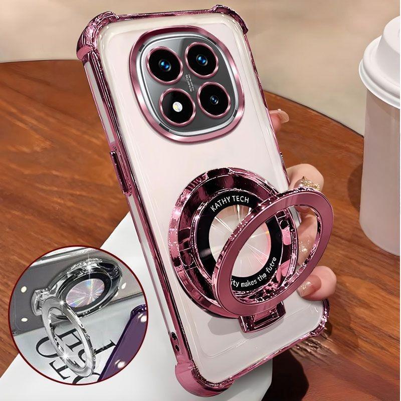 

Чехол для телефона для Xiaomi Redmi Note 14 15 Pro Plus 15 15C 14C 14S 4G 5G Магнитный держатель-подставка Гальваническое покрытие Мягкий Прозрачный Противоударный Чехол Redmi Note 14 (5G)