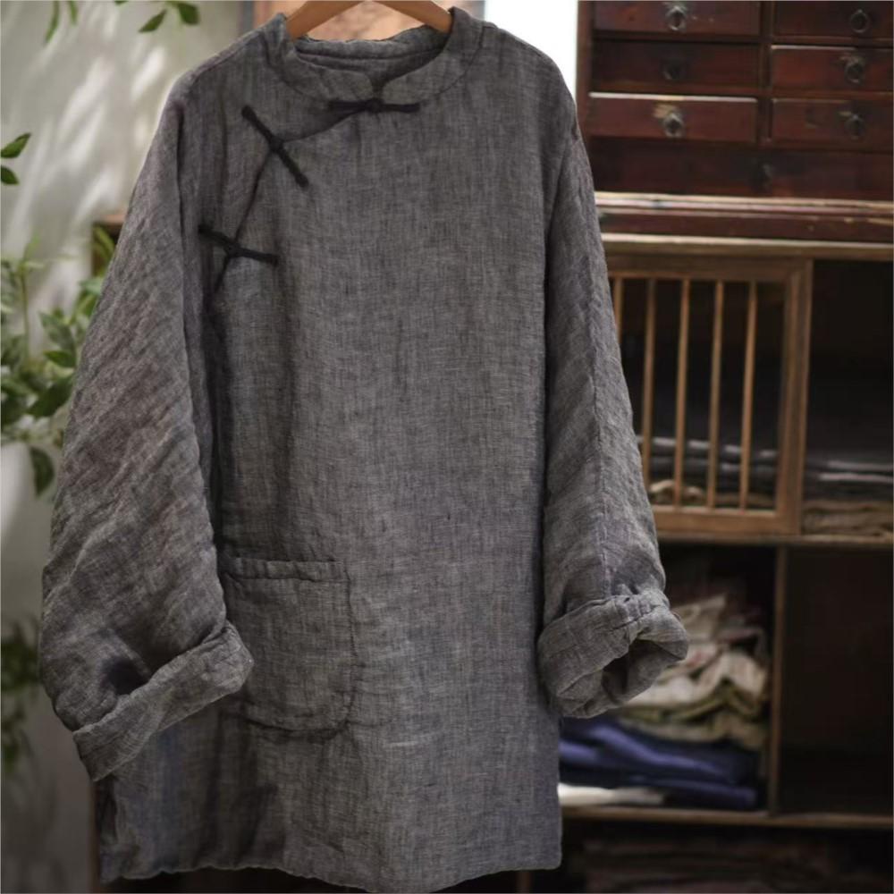 Johnature Cappotti Invernali Vintage da Donna a Collo Alto Monocolore a Maniche Lunghe Caldi Cappotti Cinesi