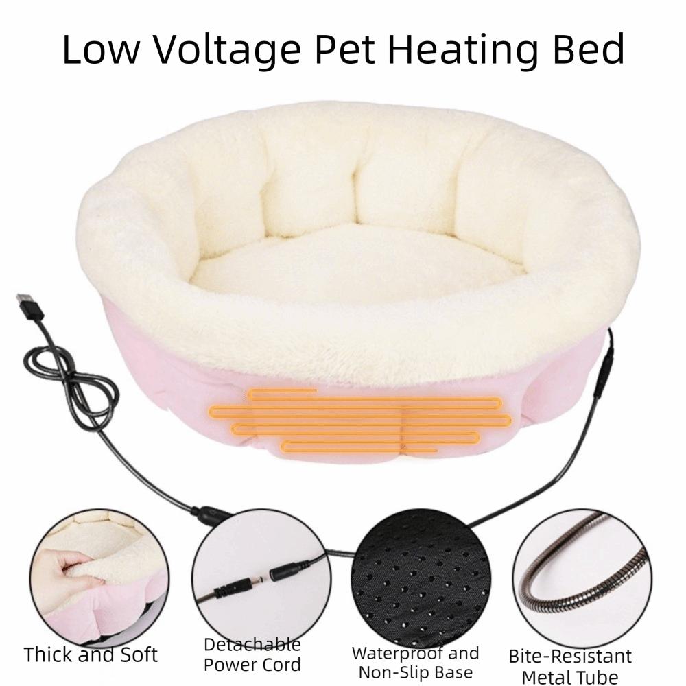 Soft Plush Warm Heated Pet Bed Adjustable Temperature Cat Sleeping Nest for Dogs Cats