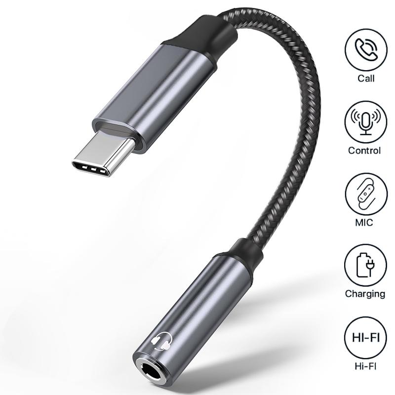 2 In 1 Type C Audio Adapter PD 60W Fast Charging USB C To 3.5mm Jack Adapter for 15/16 Samsung Huawei