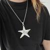 Science and Technology Sense Big Five-pointed Star Design Y2k Sweet and Cool Niche Pendant Necklace Ins Wind Retro Old
