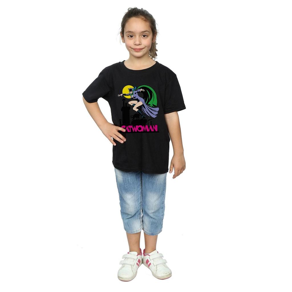 DC Comics Girls Catwoman Text Logo Cotton T-Shirt