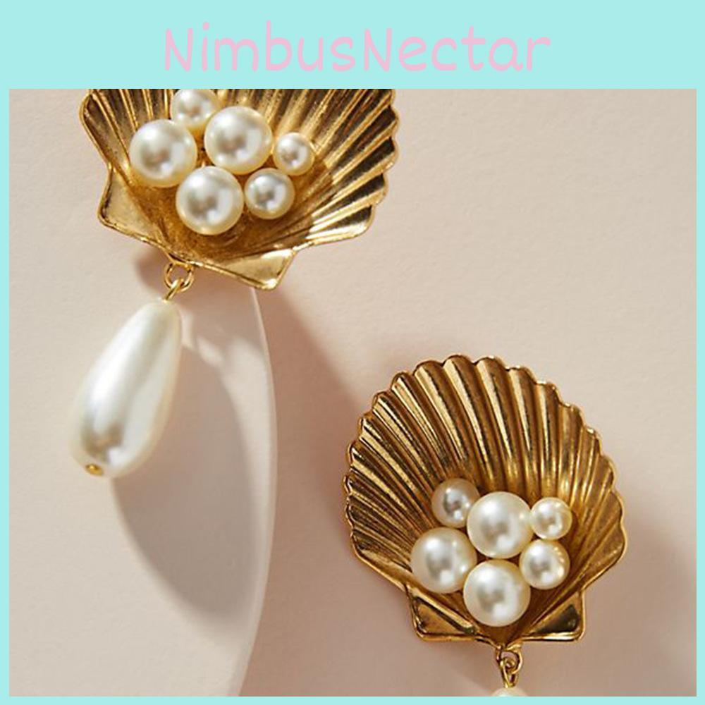 Fashionable Alloy Shell Pearl Earrings Simple And Stylish New Design