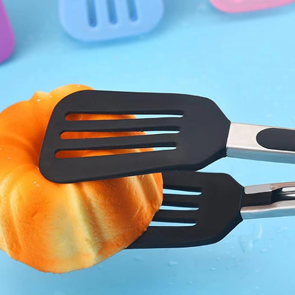 1 Stück Silikon Grillzange Grillklammer Küchenklammern Silikon Lebensmittelzange Lebensmittelklammern Küchenwerkzeug für Zuhause Edelstahlspatel
