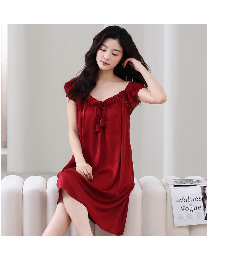 Couple Pajamas Female Summer Princess Wind Ice Silk Pajamas Wedding Red Suit Festive Gift Men's Loungewear