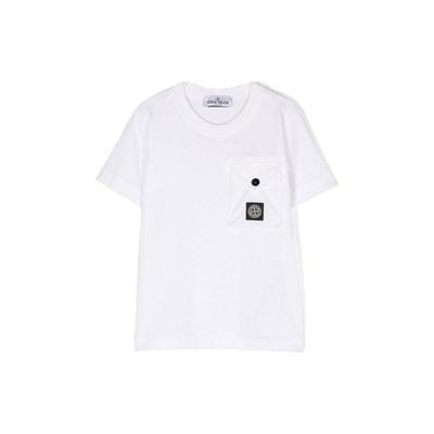 T-Shirt Solid Color Pocket Loose Round Neck Short Sleeve Kids Tops White 781620247-V0001