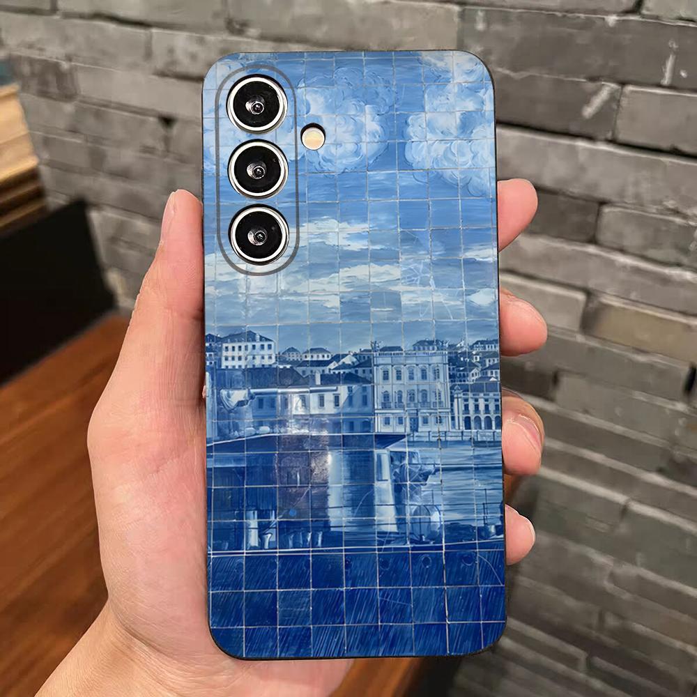 

Azulejo Pattern Phone Case For Samsung S26 S25 Edge S24 S23 S22 S21 S20 Ultra Plus Fe Galaxy Silicon Cover Galaxy S25 Ultra