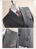 Men's High-End Pinstripe Wool Double-Breasted Three-Piece Suit: Anti-Wrinkle, Formal Groomwear