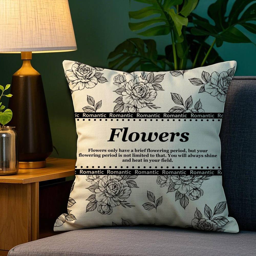 Beautiful Retro Flowers Pillow Case Plush Fabric Soft Double Sided Print Home Sofa High Quality Cushion Cover Throw