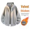 Men's Autumn/Winter 2025 Fleece-Lined Hooded Cardigan Sweatshirt, Heavyweight Casual Jacket for Teen Boys.