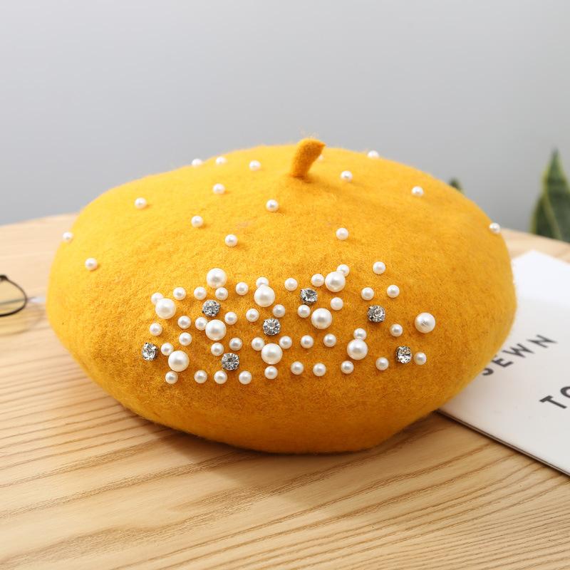 New Many Colors Women Pearl Outdoor Autumn Warm French Ladies Berets