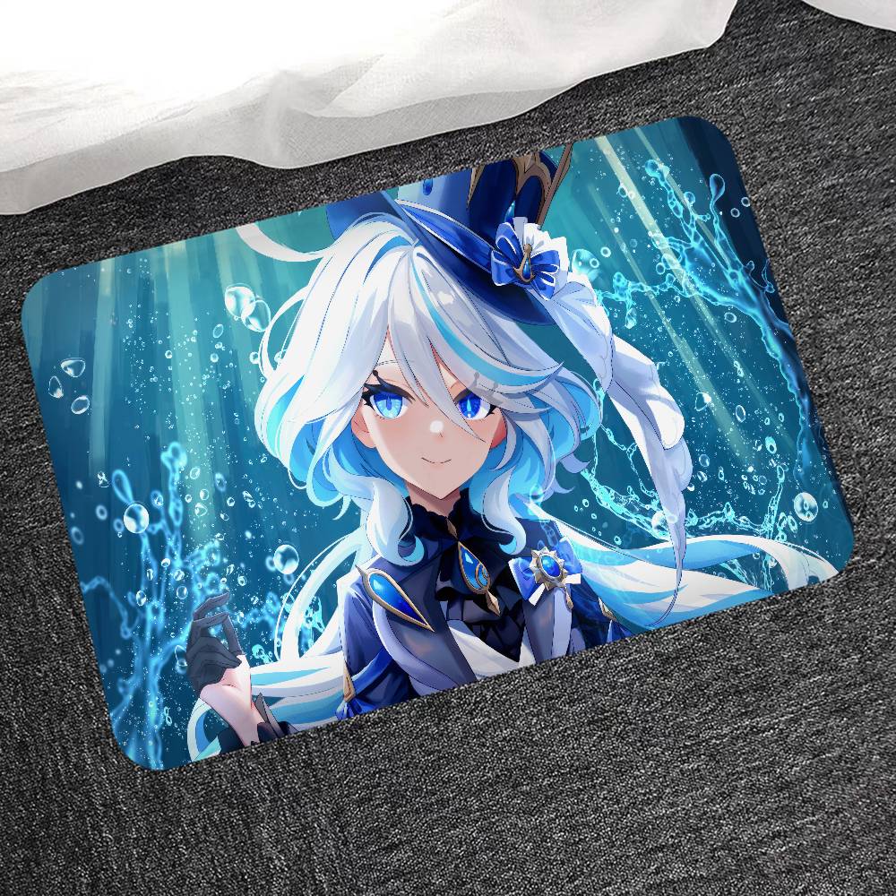 HD New Pretty Genshin Impact Furina Anime Entrance Door Mat Nordic Style Home Doormat Bathroom-Toilet Mats Bedroom Decor Mat