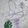 Diamond Rhinestones PU Faux Leather Bikini Female Swimsuit Women Swimwear Two-pieces Bikini Set Bather Bathing Suit Swim
