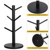 Bamboo Mug Tree with Thick Base Bamboo Mug Tree Stand Space-Saving Cup Holder with 6 Hooks,Countertop Coffee Cup Mugs Stand Rack