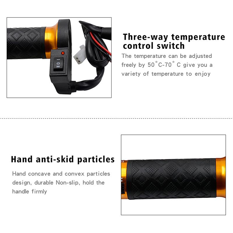 2pcs Motorcycle Electric Heated Grip Handlebar Aluminum Alloy Glod for 7/8” 22mm Handlebars Motorcycles ATV Scooters