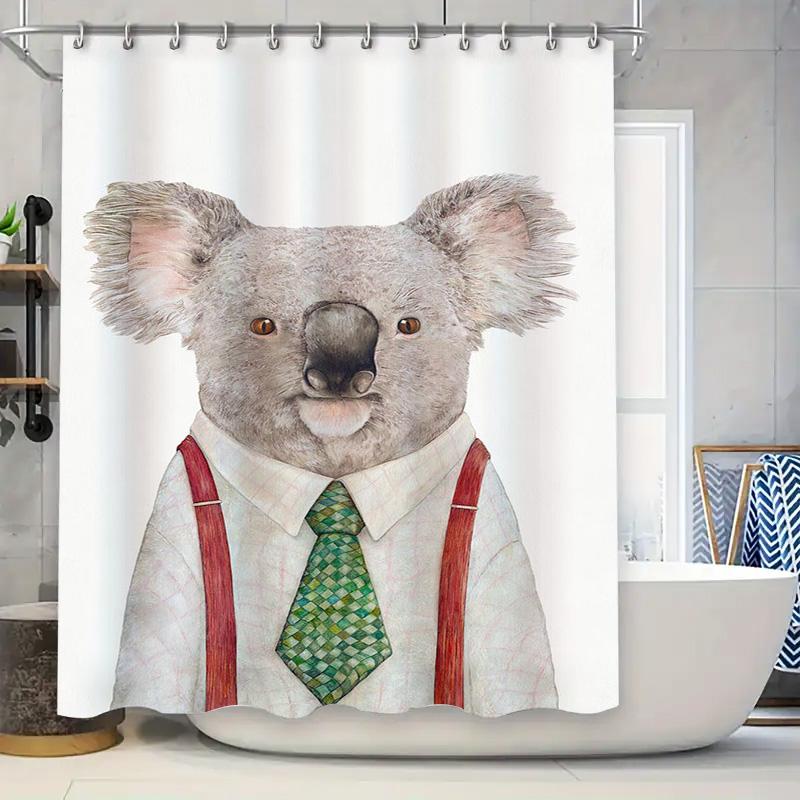 Animal Shower Curtain Koala Bath Mat Cute Animal Print Cartoon Kids Decorative Bathroom Set Waterproof Fabric Printing Unisex Gi