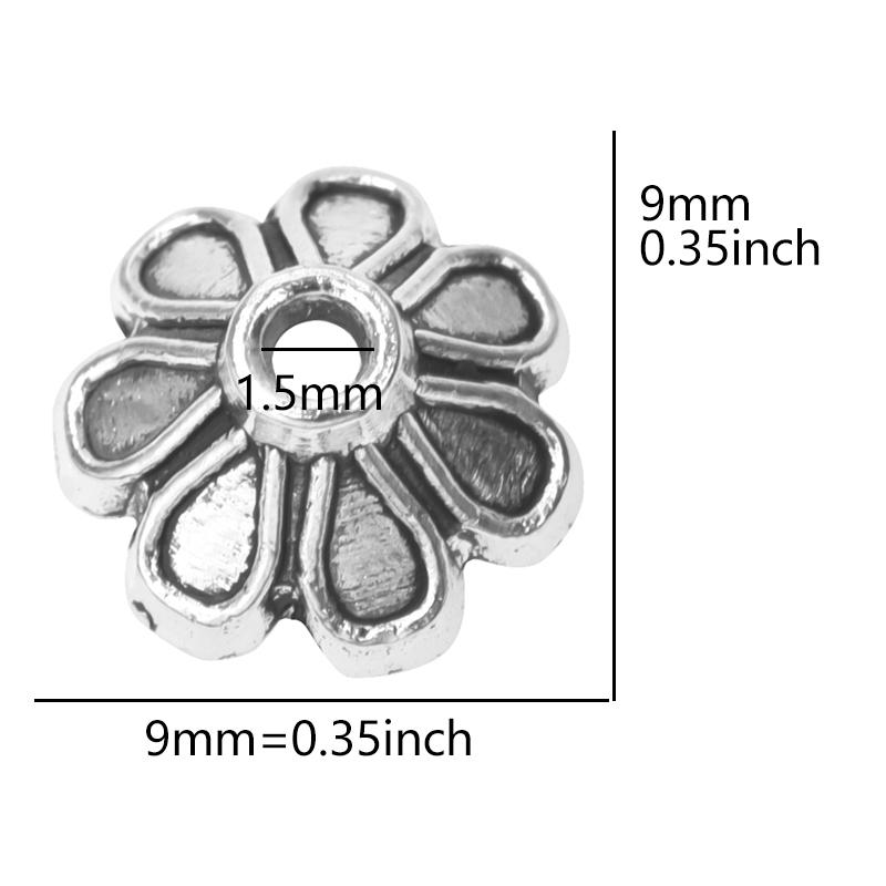 Bouchons de perles en alliage fleurs mélangées pour la fabrication de bijoux Charms Composants pour bijoux DIY Couleur argentée Accessoires vintage faits main