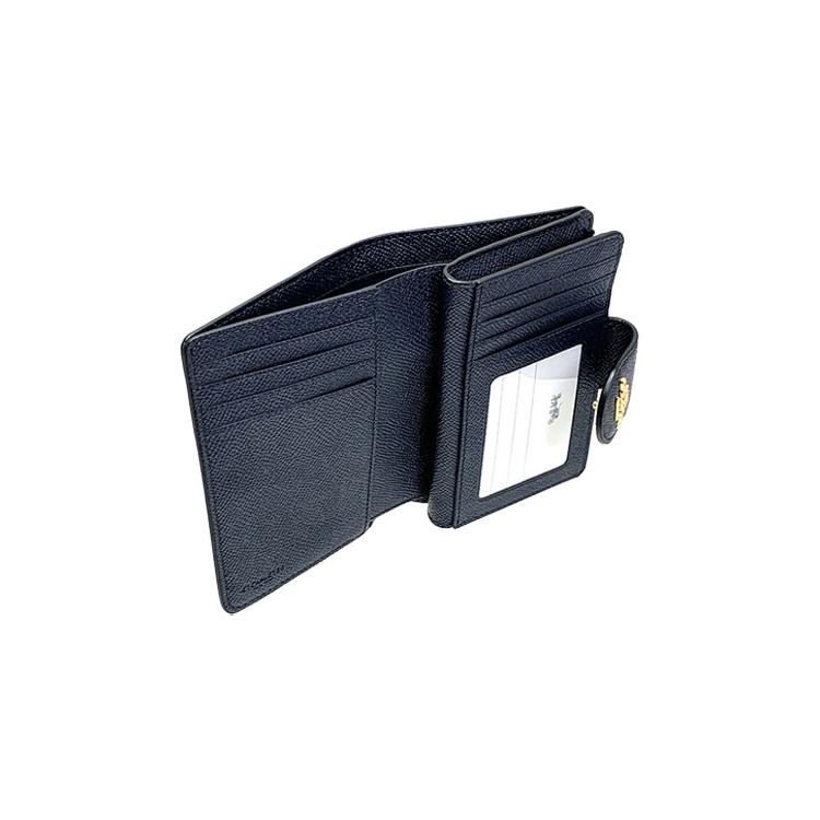 New COACH Leather Card Holder, Wallet Medium Women's Dark Night Blue 6390-IMMID