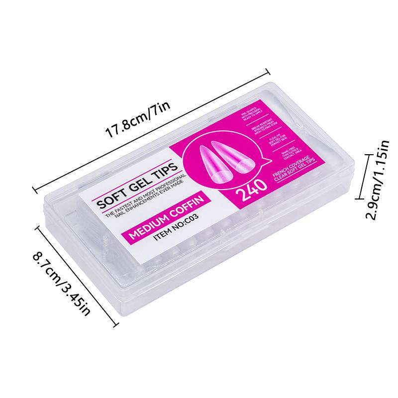 240Pcs Boxed Clear Press Fake Nails Tips Ultrathin Full Paste Fake Nails Wearing Armor Nail Tools
