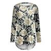 Women's Fashion Casual Long Sleeve  Print Round Neck Pullover Top Blouse
