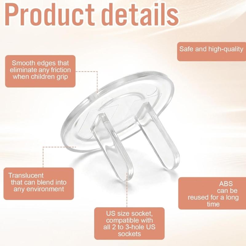200Pcs Clear Socket Protector Safety Outlet Plug Covers Replacement Safety Guard For Electrical Socket Protections