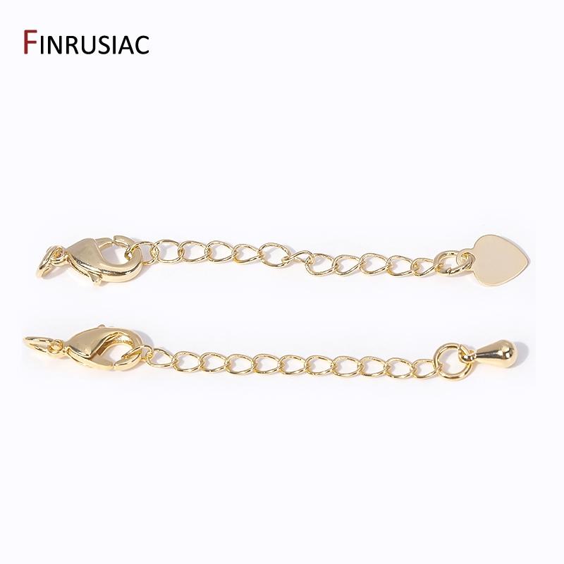 14K Gold Plated Brass Extension Chain Tail Chain Lobster Clasp Extender Chains For Jewelry Making DIY Bracelet Necklace Findings