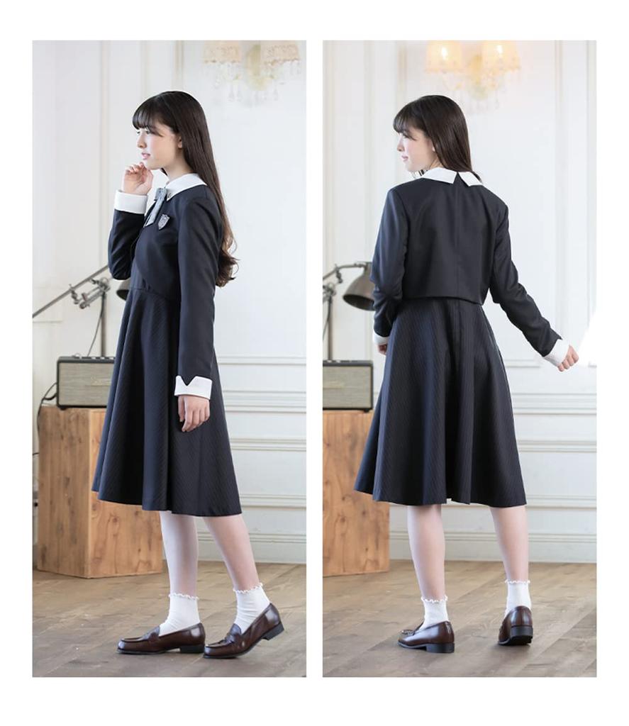 Graduation Ceremony Elementary School Girls Suit Clothes Formal Set of Bolero Dress Ribbon Tie Aiden NVY 160cm [Arisana] Children's (4-piece + + +