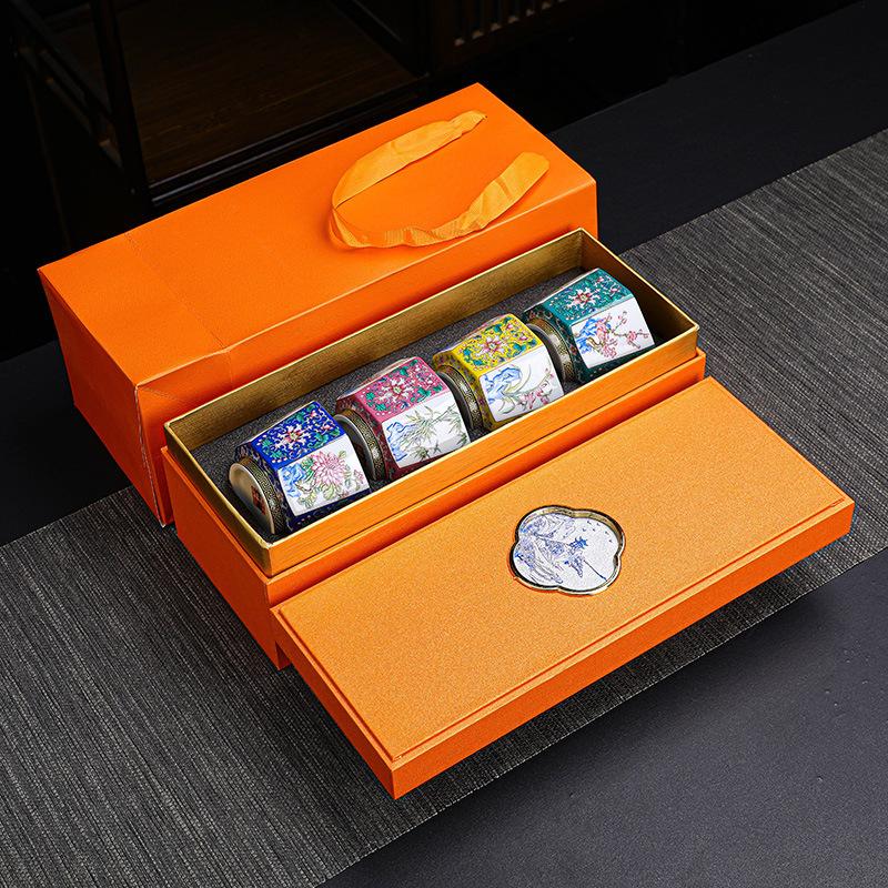 Enamel Master Eight Directions Tasting Personal Single Cup Hand-painted Gold Kung Fu Tea Set Gift