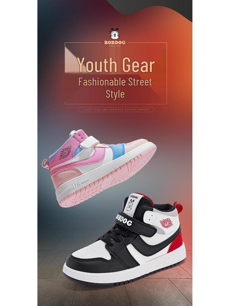 2025 New Girls' High-Top Leather AJ Sneakers: Autumn/Winter Cotton Shoes for Middle-Aged Children