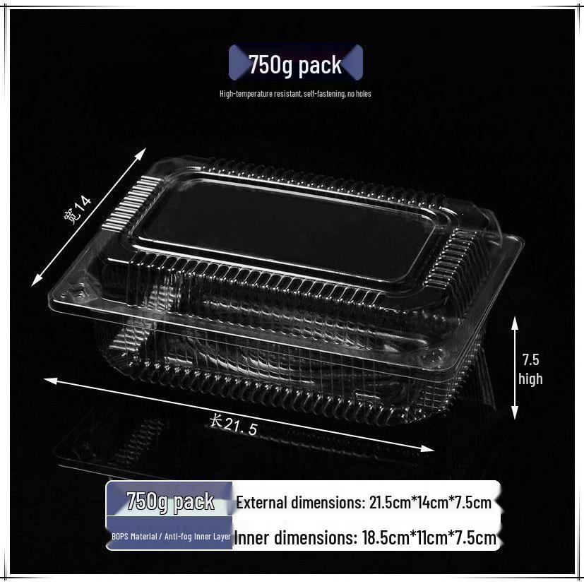 Transparent Disposable Plastic Box with Lid for Fresh Fruit, Roast Duck, Cake, or Strawberries.