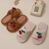 Cherry open cotton slippers ins warm fluffy slippers cherry contrasting plush slippers
