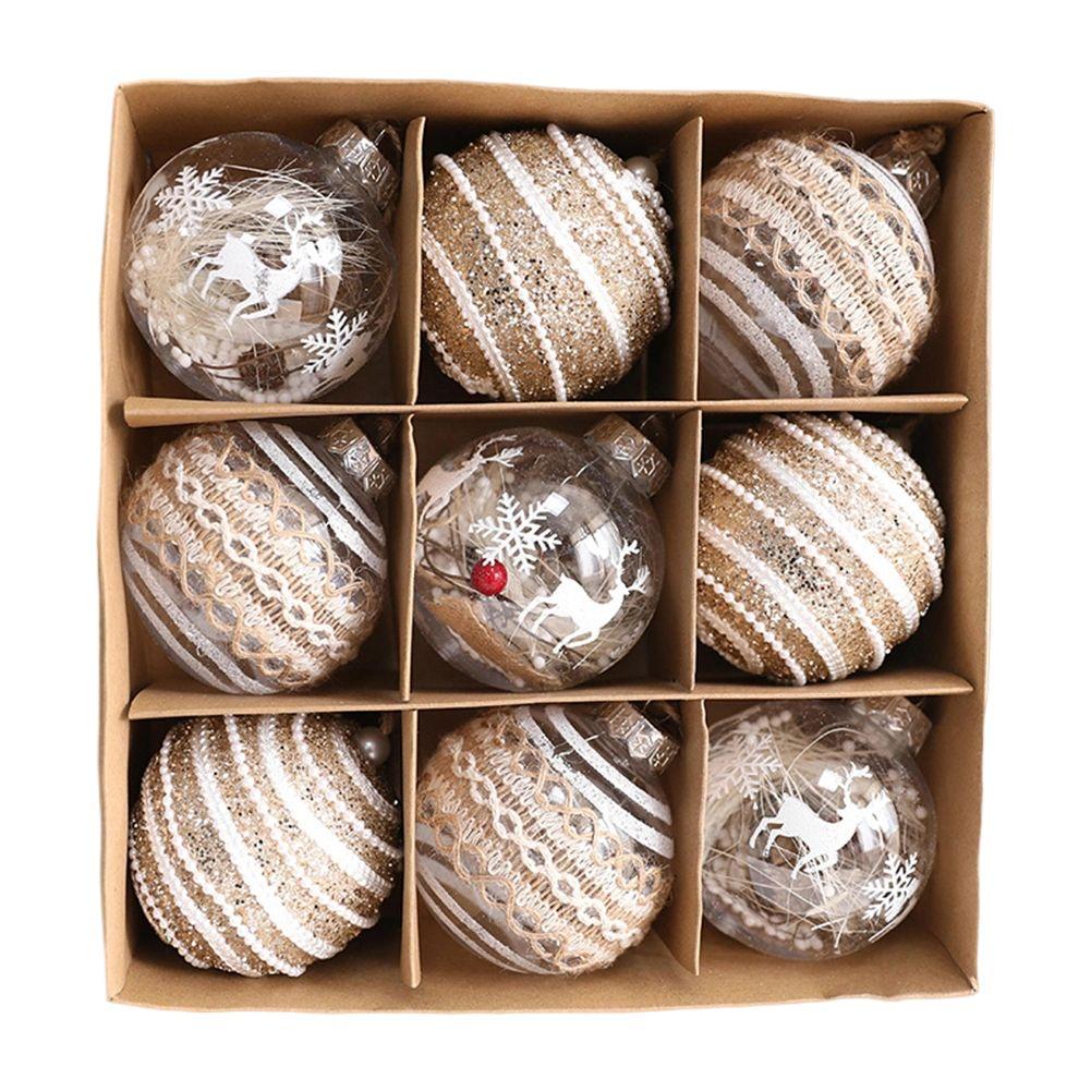 1Set Christmas Ball Ornaments 8cm Glitter Transparent Christmas Baubles For Xmas Tree Hanging Decoration New Year Gifts