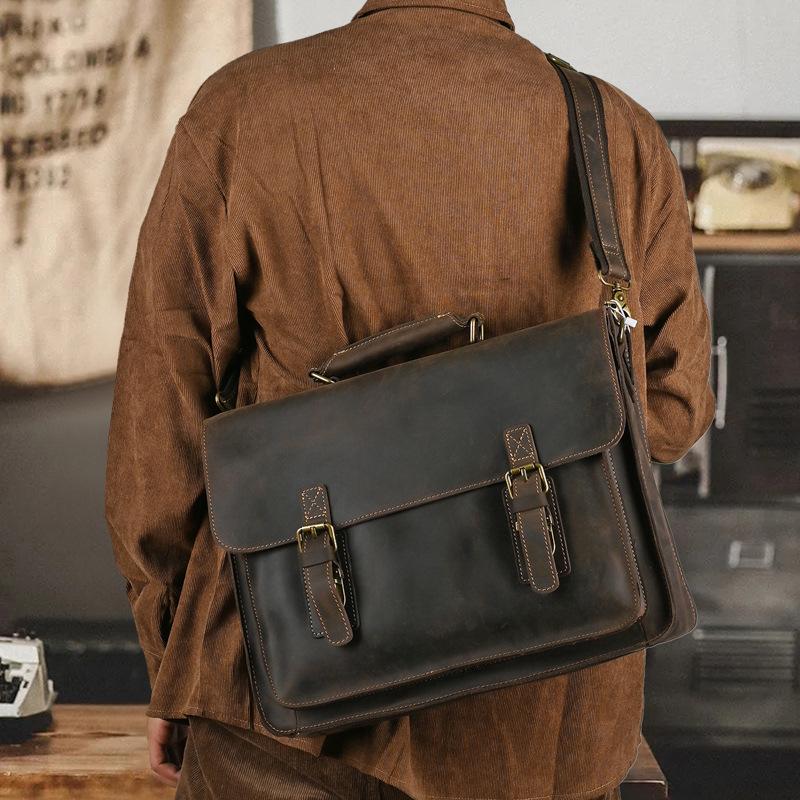 Vintage Pánská taška přes rameno crossbody na notebook z koňské kůže