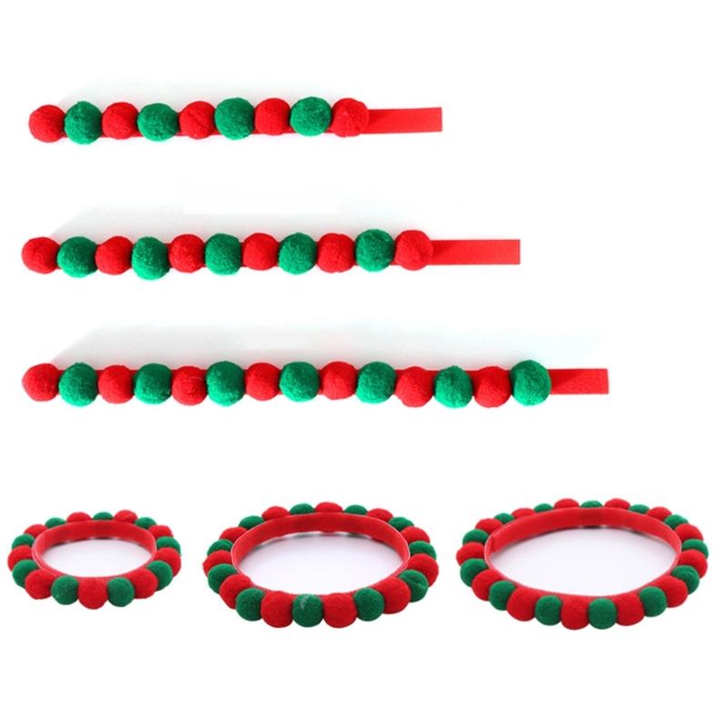 Set of 5 Soft Plush Cats Collars with Colorful Pompoms for Cats Dogs Birthday Party Cats Neckwear Festival Pet Collars